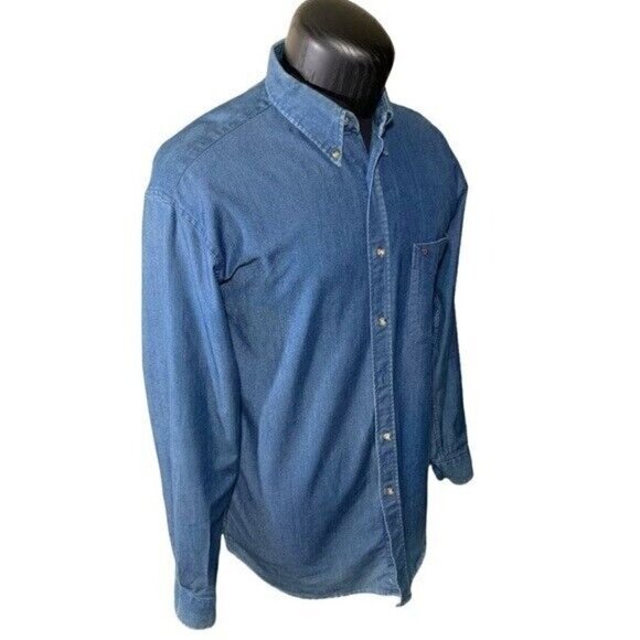 Vintage Diesel Denim Shirt Men Sz 41/42 LT Blue Button Up Casual Long Sleeve - Picture 2 of 12